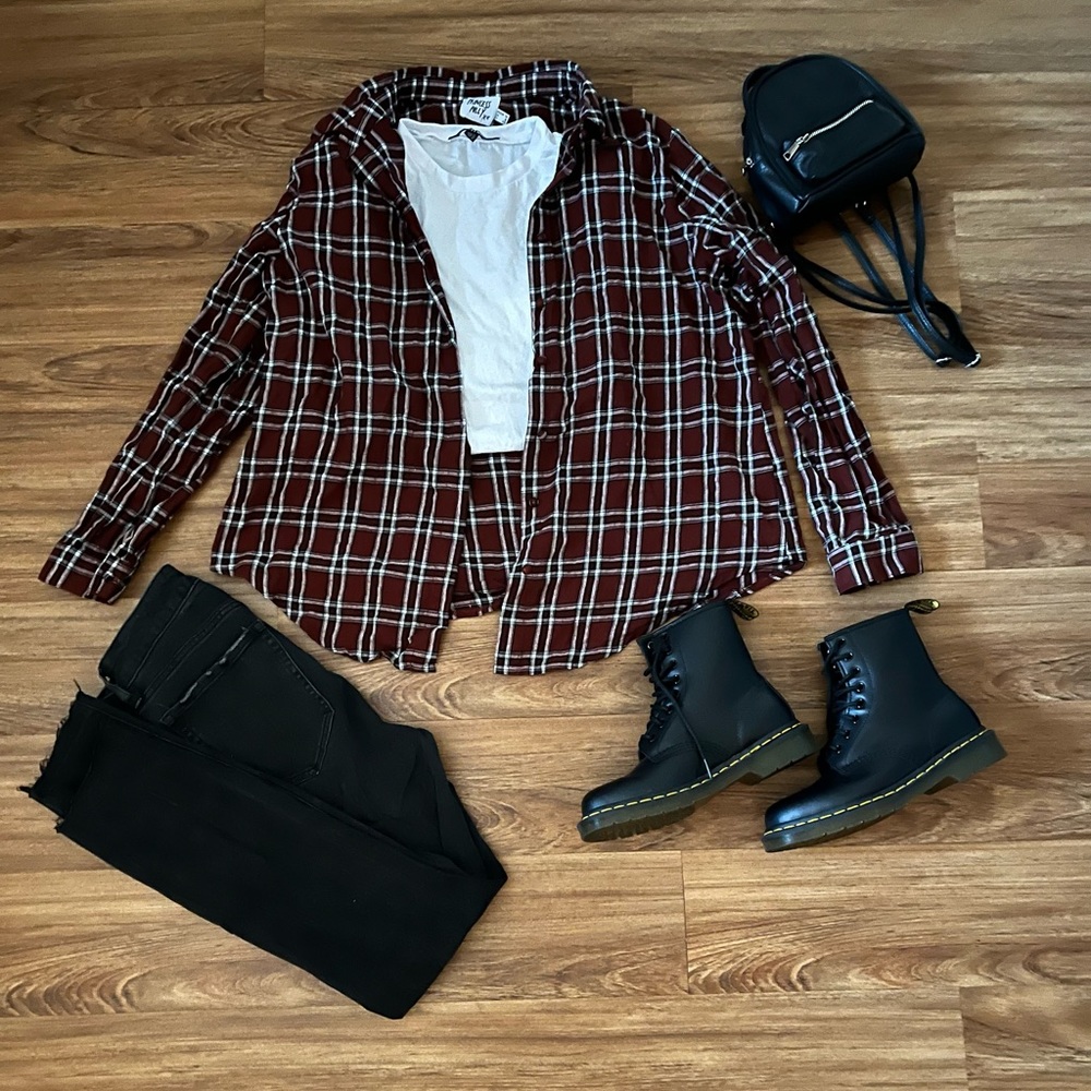 Princess polly Red Long Sleeve Plaid Shirt